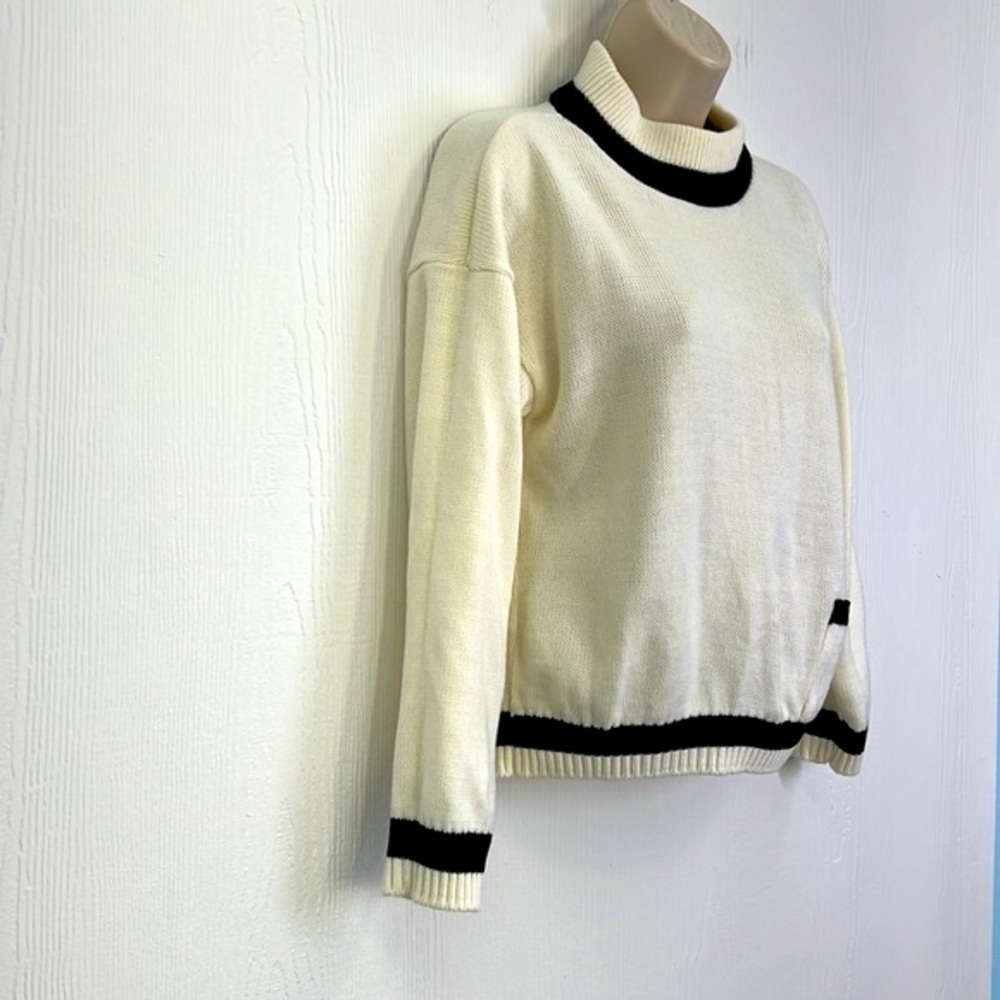 Jasper - Vintage High Neck Ivory And Black Pocket Sweater Size Large - Picture 4 of 14